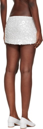 GUIZIO Off-White Floral Paillette Miniskirt