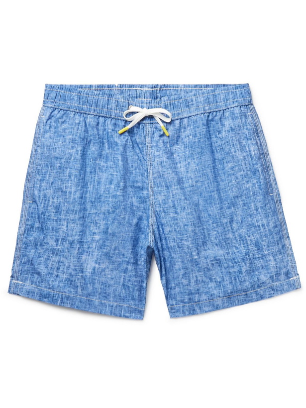 Photo: Hartford - Slim-Fit Mid-Length Printed Swim Shorts - Blue