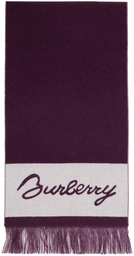 Photo: Burberry Purple EKD Logo Wool Scarf