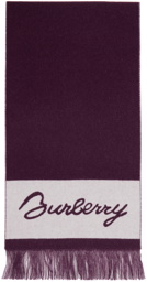 Burberry Purple EKD Logo Wool Scarf