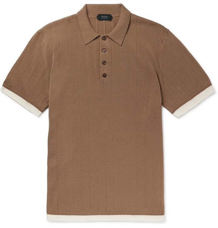 Photo: Incotex - Contrast-Tipped Cotton Polo Shirt - Men - Brown