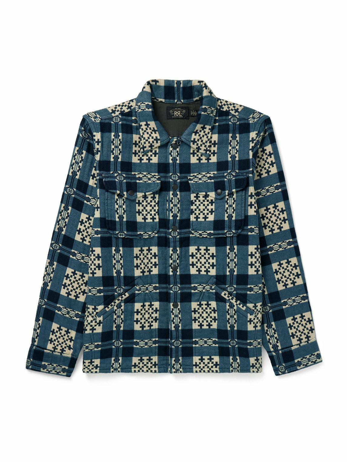 RRL - Brown Bear Slim-Fit Cotton-Jacquard Overshirt - Blue RRL RRL - Brown Bear Slim-Fit Cotton-Jacquard Overshirt - Blue RRL