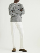 Officine Générale - Marco Intarsia Cable-Knit Wool-Blend Sweater - Gray