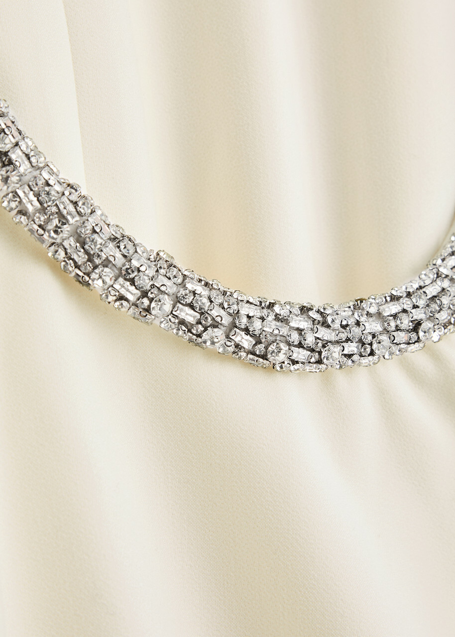 Roland Mouret Crystal-embellished Crepe Maxi Dress Cream
