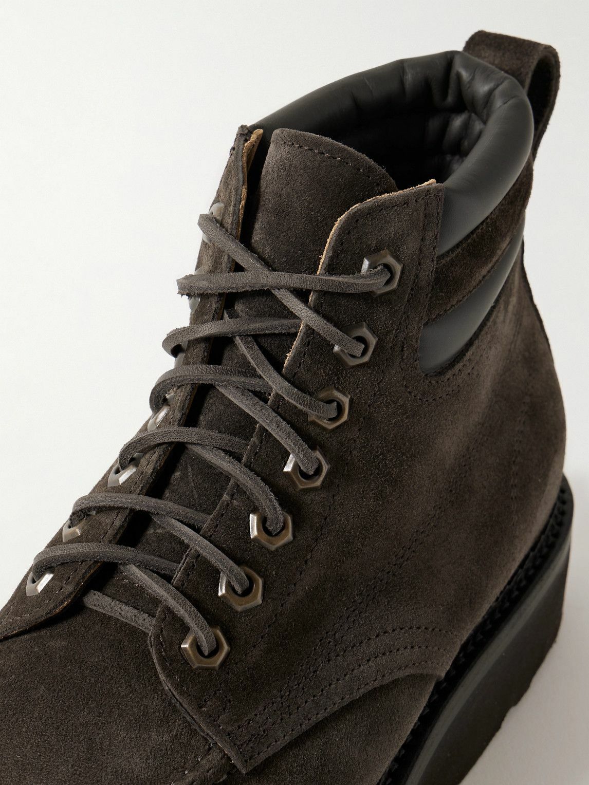 Yuketen - Leather-Trimmed Suede Boots - Brown
