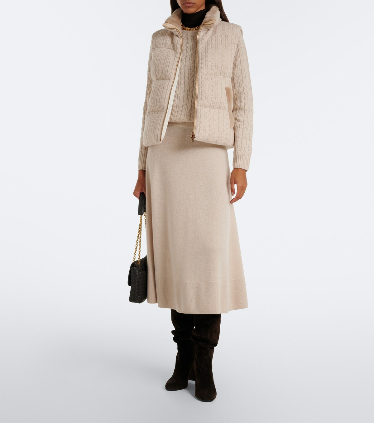 Agnona Cable-knit cashmere puffer vest