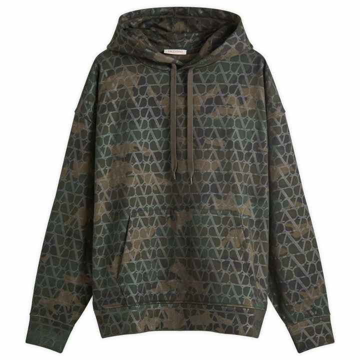 Photo: Valentino Men's V Logo Camo Popover Hoody in Army