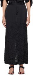 MM6 Maison Margiela Black Crinkled Maxi Skirt