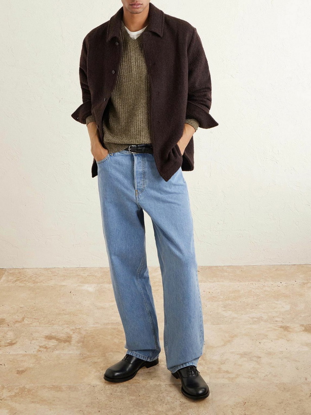 Photo: Inis Meáin - Moss Ribbed Linen and Cotton-Blend Sweater - Green