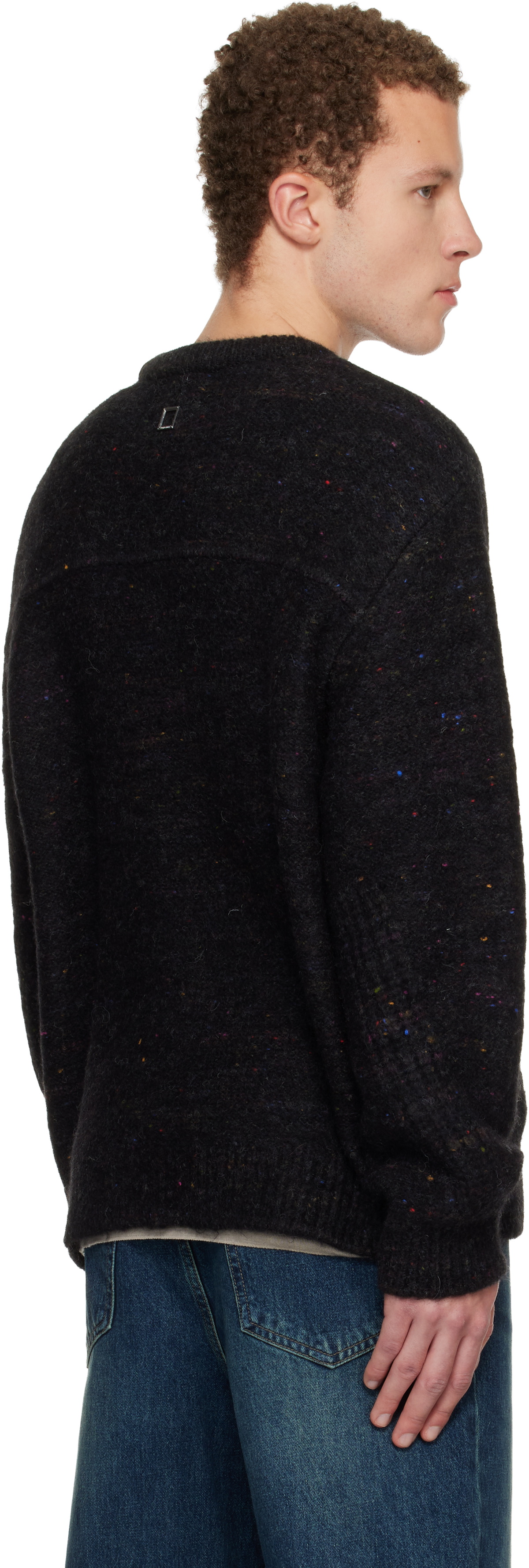 WOOYOUNGMI Black Stitch Line Round Neck Sweater