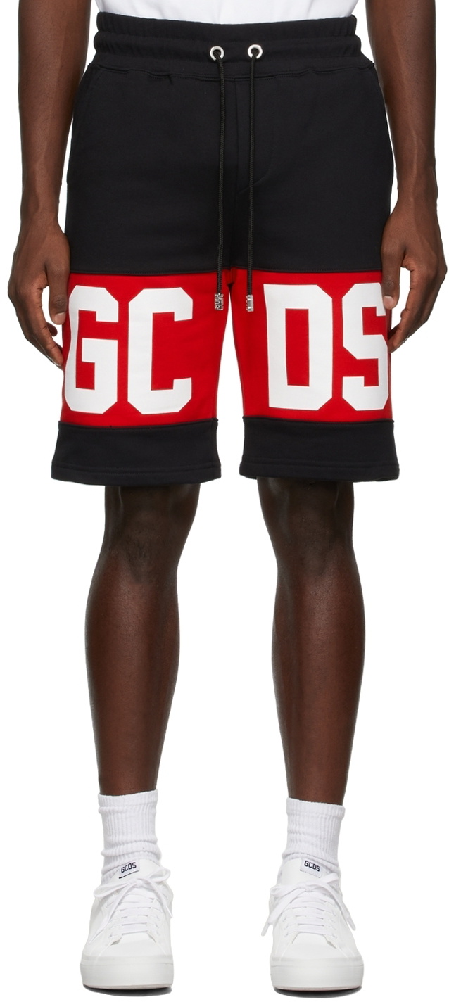 GCDS Black Logo Band Shorts