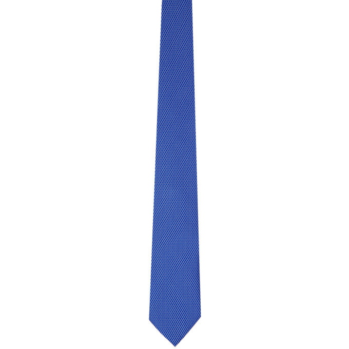 Photo: Dunhill Blue Silk Multi Thin Stripe Tie