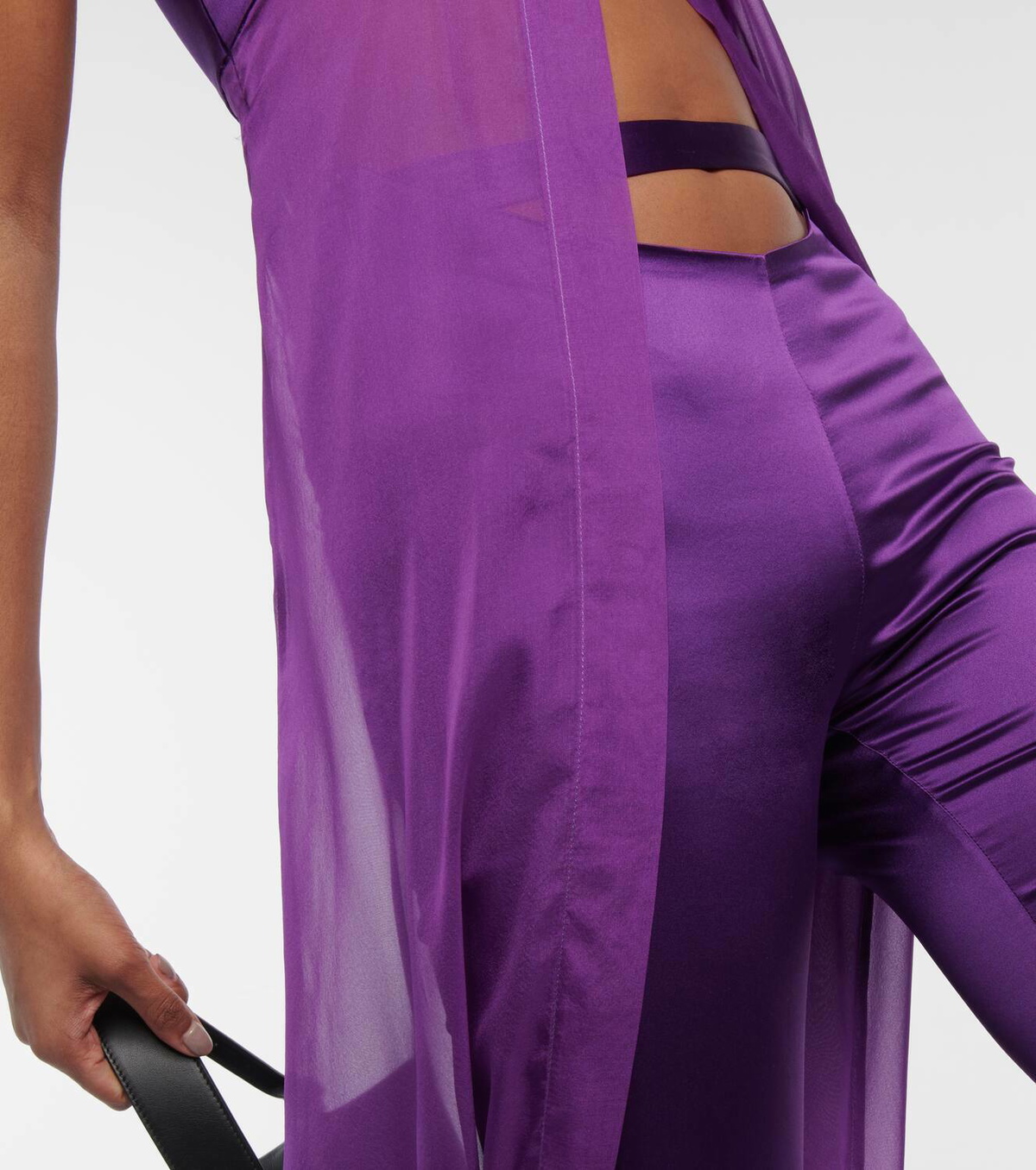 Didu Silk satin split-hem pants