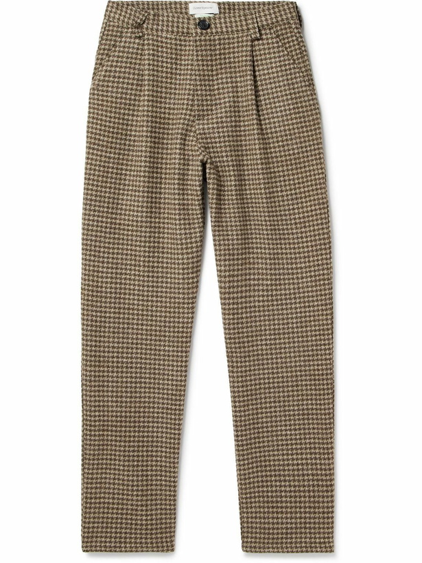 Photo: Oliver Spencer - Morton Straight-Leg Pleated Houndstooth Wool Trousers - Neutrals