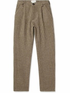 Oliver Spencer - Morton Straight-Leg Pleated Houndstooth Wool Trousers - Neutrals