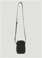 Intrecciato Phone Pouch Crossbody Bag in Black