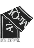 Alexander Mcqueen Logo-intarsia Fringed Wool Scarf - Black - One Size