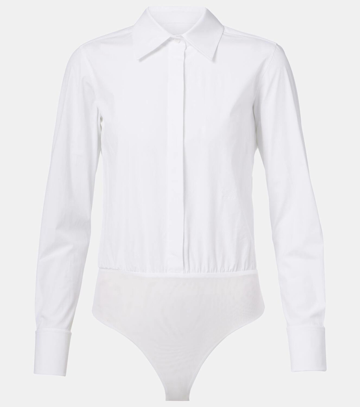 Max Mara Angora cotton-blend poplin bodysuit