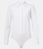 Max Mara Angora cotton-blend poplin bodysuit