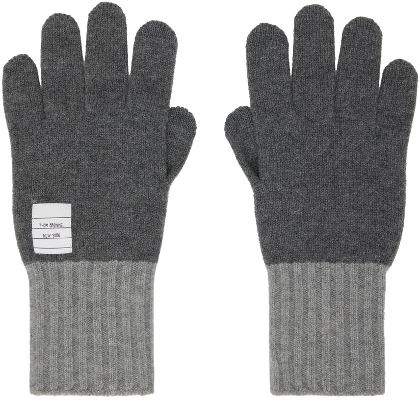 Photo: Thom Browne Gray Touchscreen Gloves