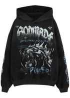 God Made Power Printed Hooded Cotton Sweatshirt Black