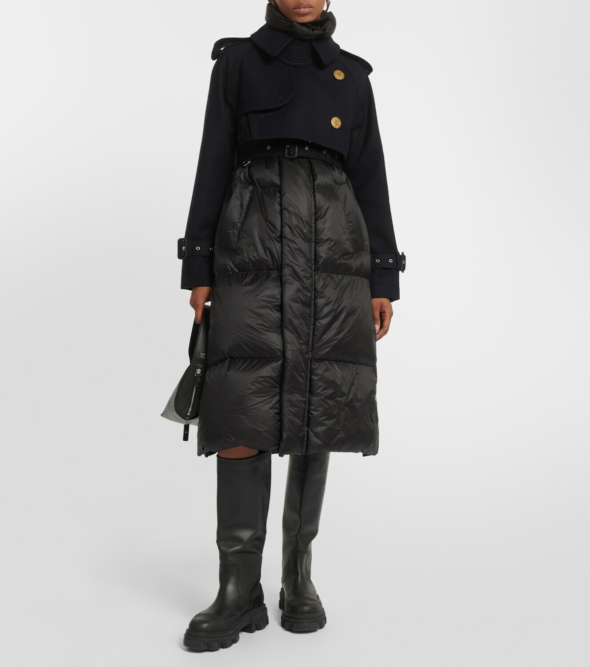 Sacai Wool-trimmed puffer coat Sacai