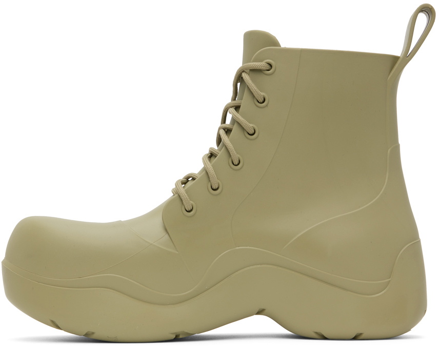 Bottega Veneta Khaki Puddle Lace-Up Boots Bottega Veneta