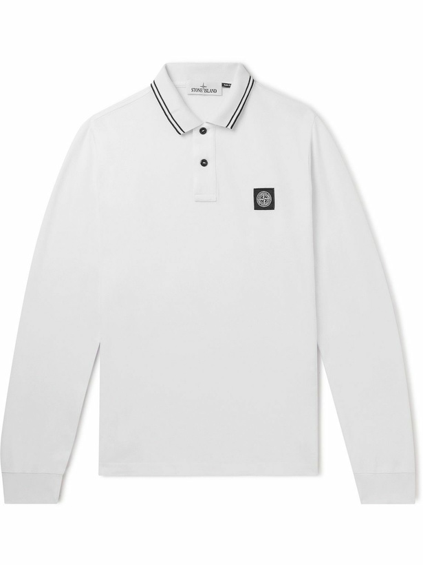 Photo: Stone Island - Slim-Fit Logo-Appliquéd Stretch-Cotton Piqué Polo Shirt - White