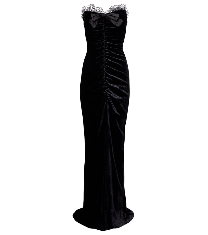 Photo: Alessandra Rich Bow-detail ruched silk-trimmed velvet gown