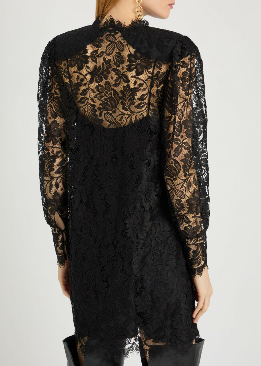 Chloe Floral-lace Mini Dress Black