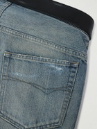 Balenciaga - Straight-Leg Belted Distressed Selvedge Jeans - Blue