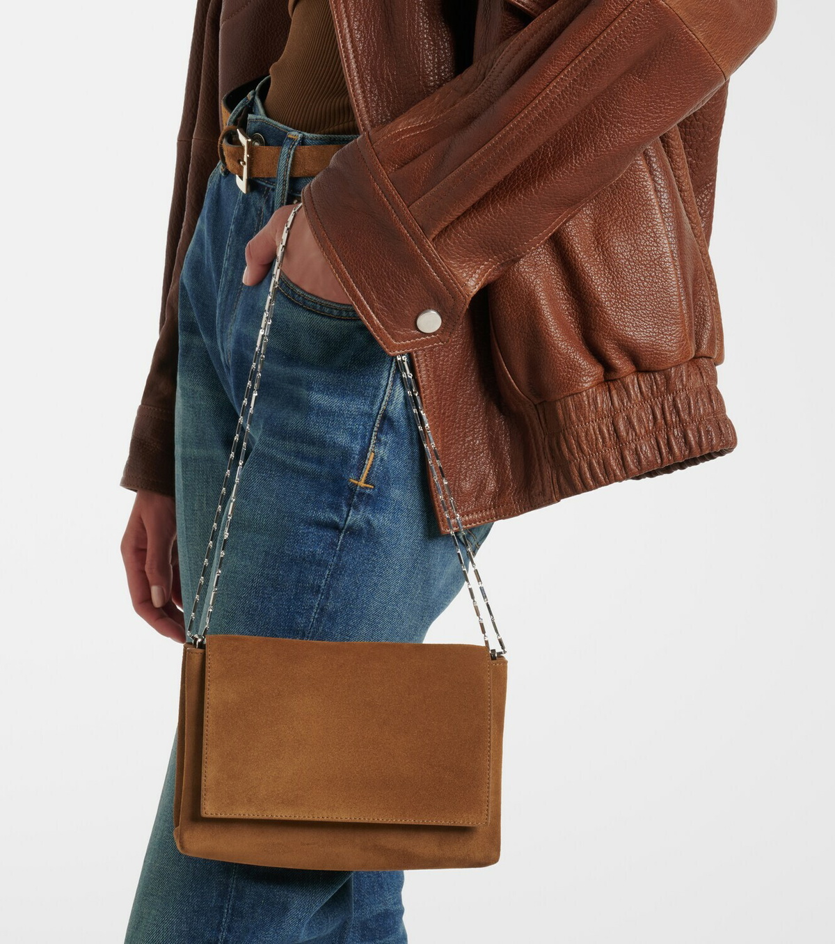 Nour Hammour Zeina suede shoulder bag