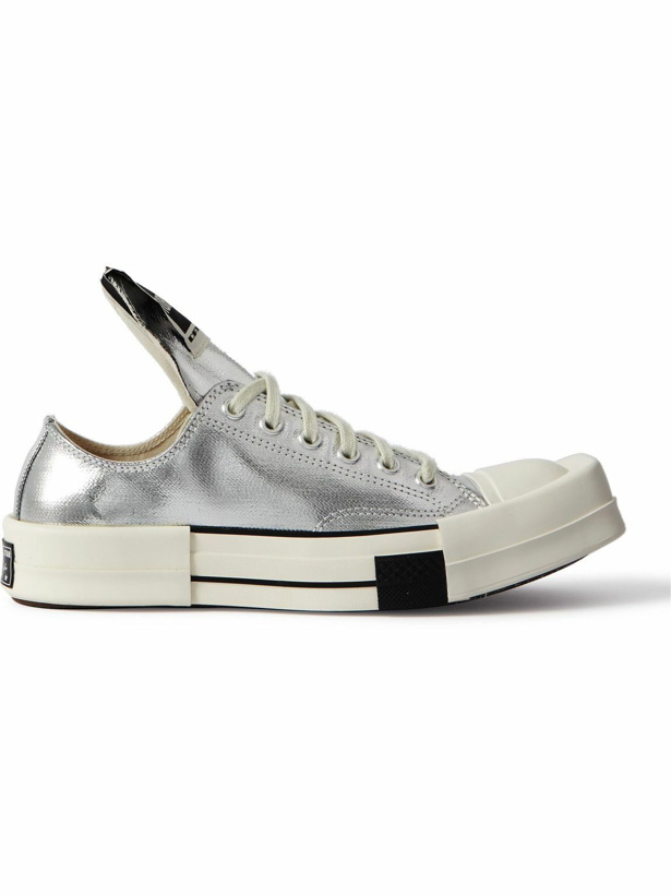 Photo: Rick Owens - Converse TURBODRK Chuck 70 Metallic Canvas High-Top Sneakers - Silver