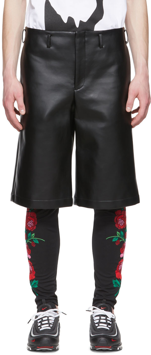Comme des Garçons Homme Plus Black Faux-Leather Shorts Comme