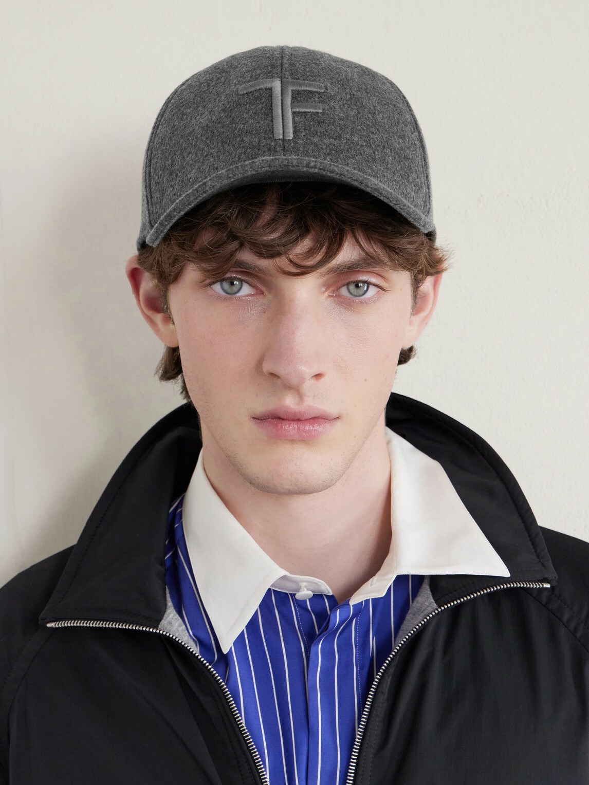 TOM FORD - Leather-Trimmed Logo-Embroidered Cashmere Baseball Cap - Gray