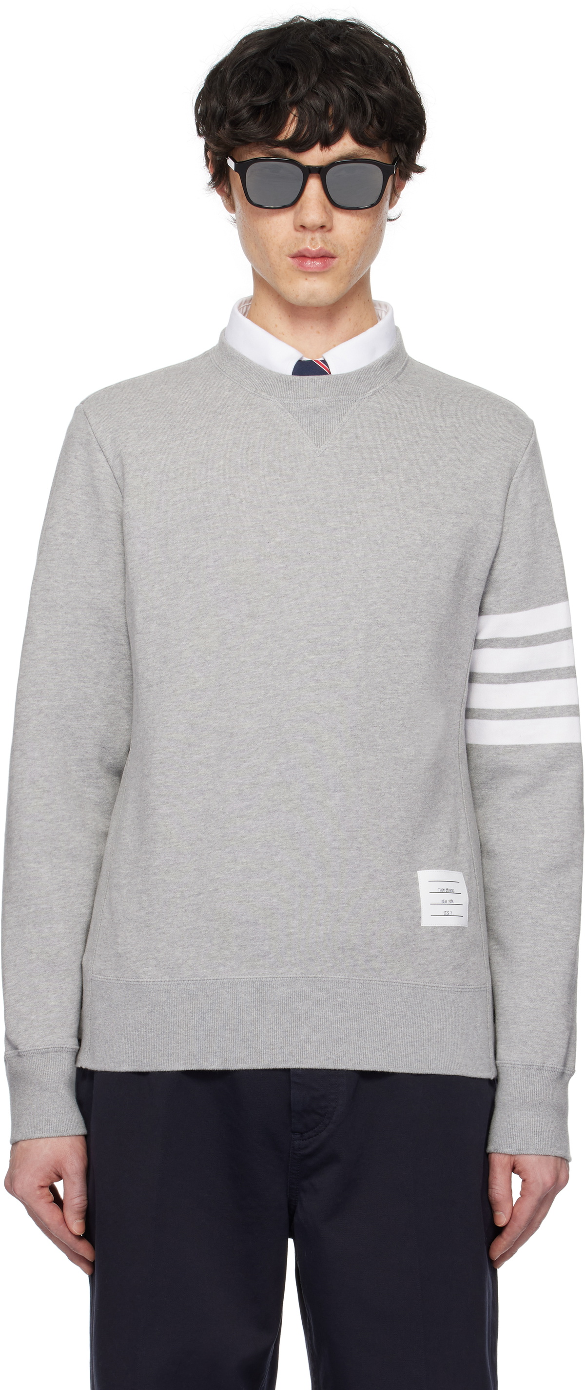 Thom Browne Gray Classic Loopback 4-Bar Sweatshirt