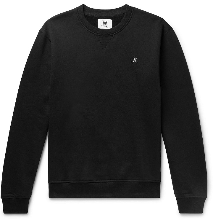 Photo: Wood Wood - Tye Logo-Appliquéd Fleece-Back Cotton-Jersey Sweatshirt - Black