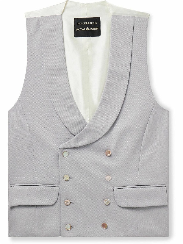 Photo: Favourbrook - Slim-Fit Shawl-Collar Double-Breasted Wool-Twill and Satin Waistcoat - Gray