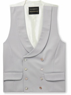 Favourbrook - Slim-Fit Shawl-Collar Double-Breasted Wool-Twill and Satin Waistcoat - Gray