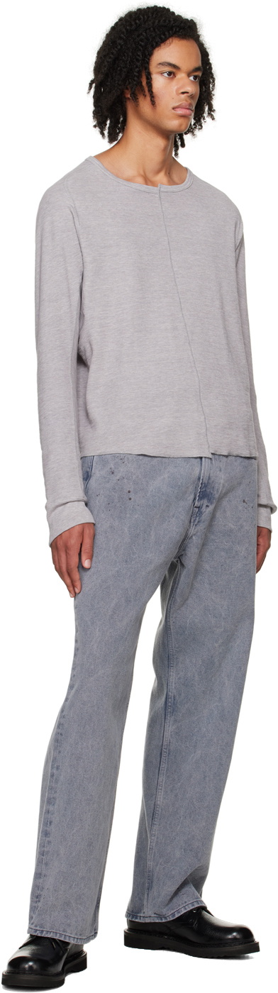 NVRFRGT Gray Asymmetric Long Sleeve T-Shirt