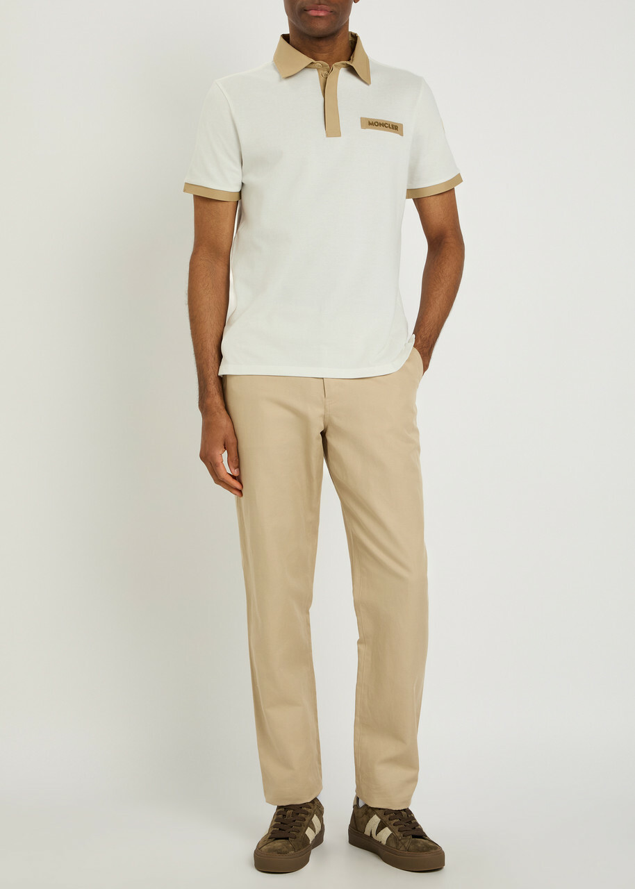 Moncler Contrasting-trim Piqué Cotton Polo Shirt White