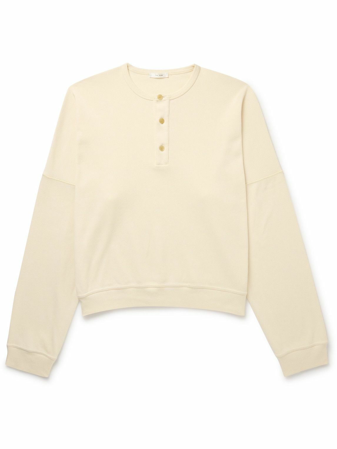 The Row - Greto Ribbed Cotton-Jersey Henley Sweatshirt - Neutrals