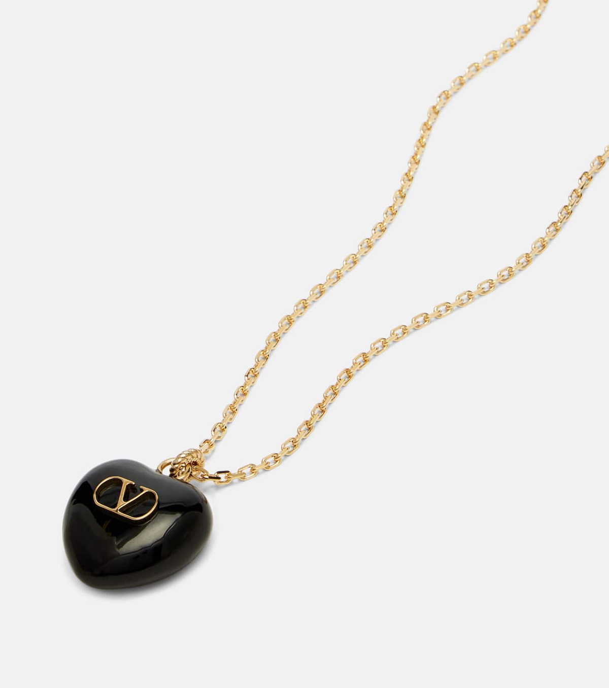 Valentino Cœur Royal VLogo enamel pendant necklace