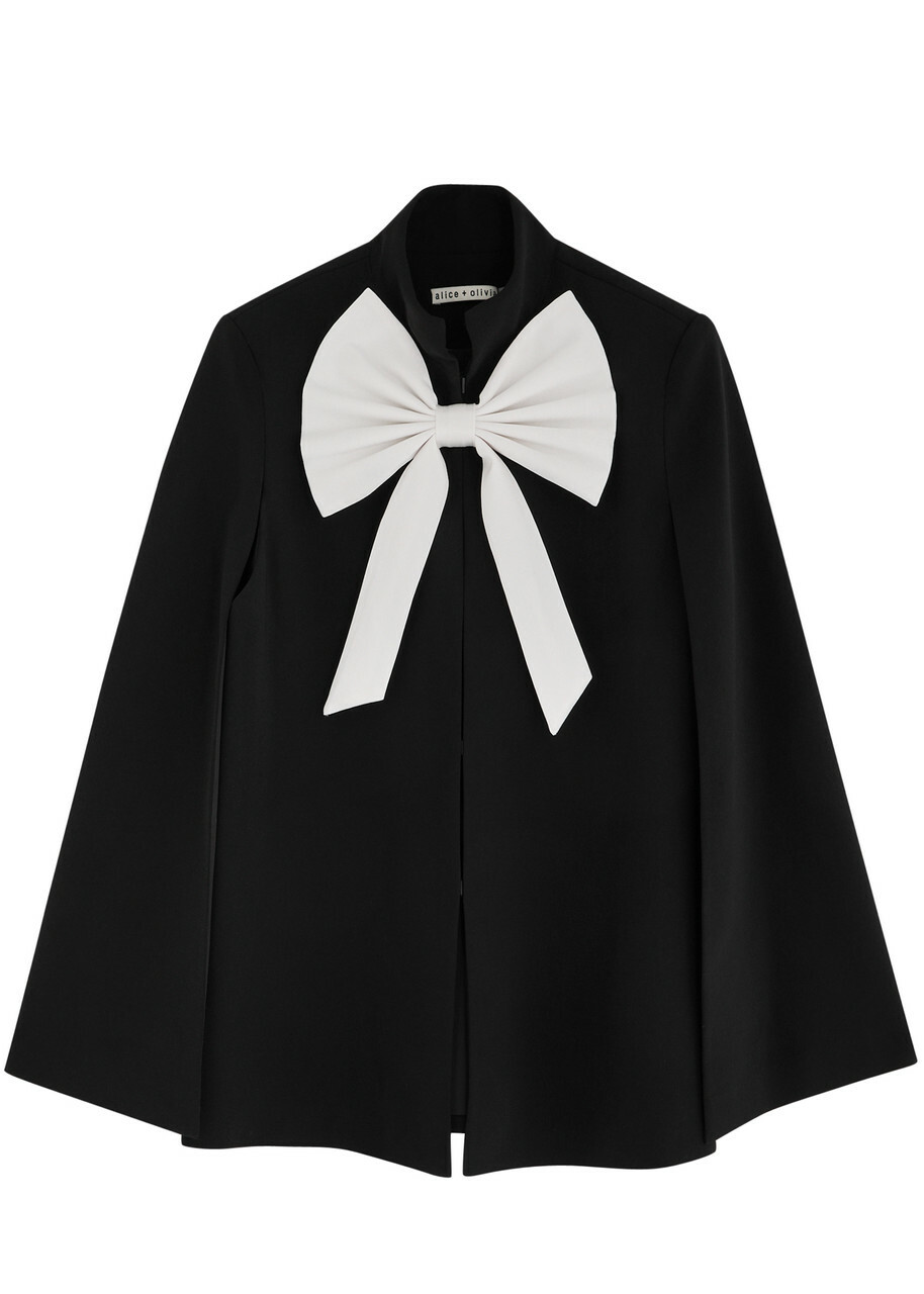 Alice+Olivia ★【ケープ】PHILIPPA BOW CAPE エレガントな一着 Philippa Bow Cape In Black/off White | Alice + Olivia