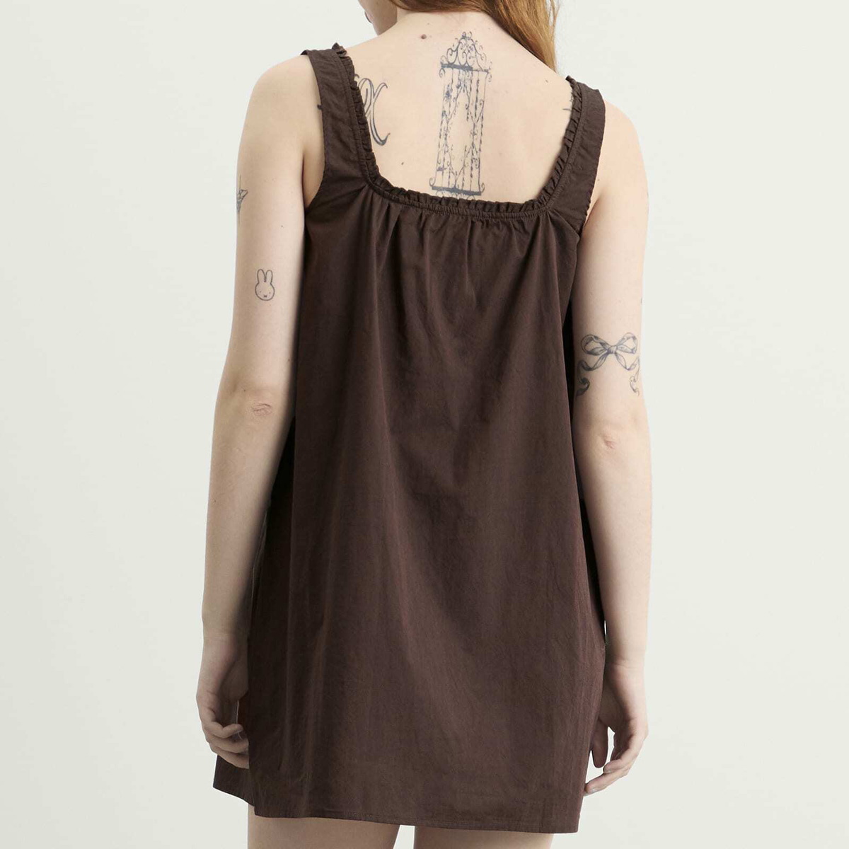 Deiji Studios Women's Button Frill Mini Dress in Umber