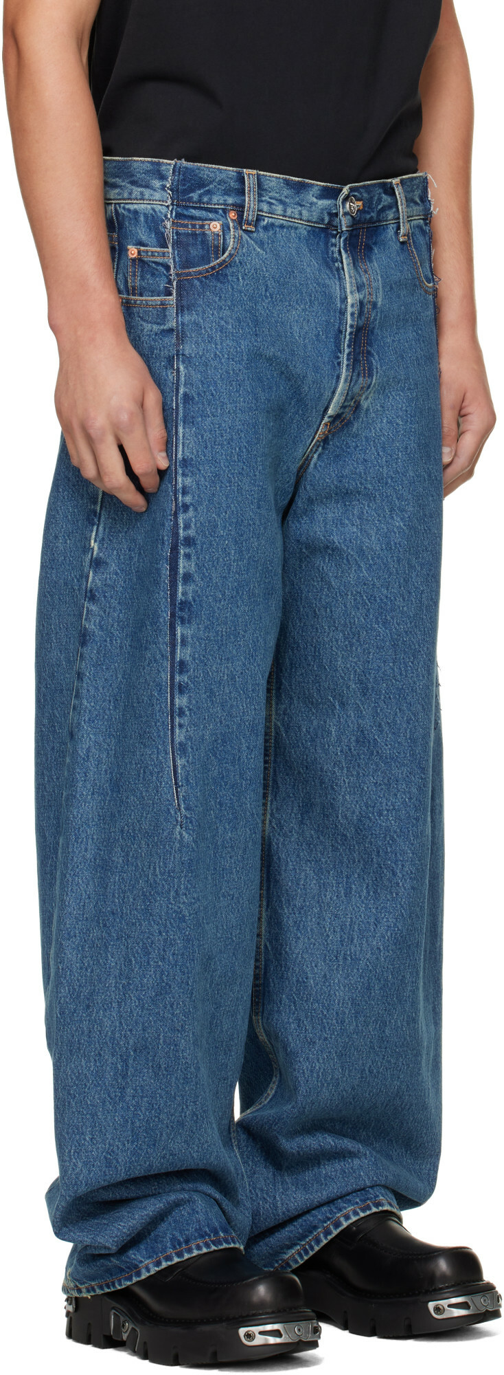 VETEMENTS Blue Pinched Cut-Up Jeans