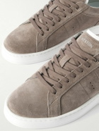J.M. Weston - On Time Leather-Trimmed Suede Sneakers - Gray