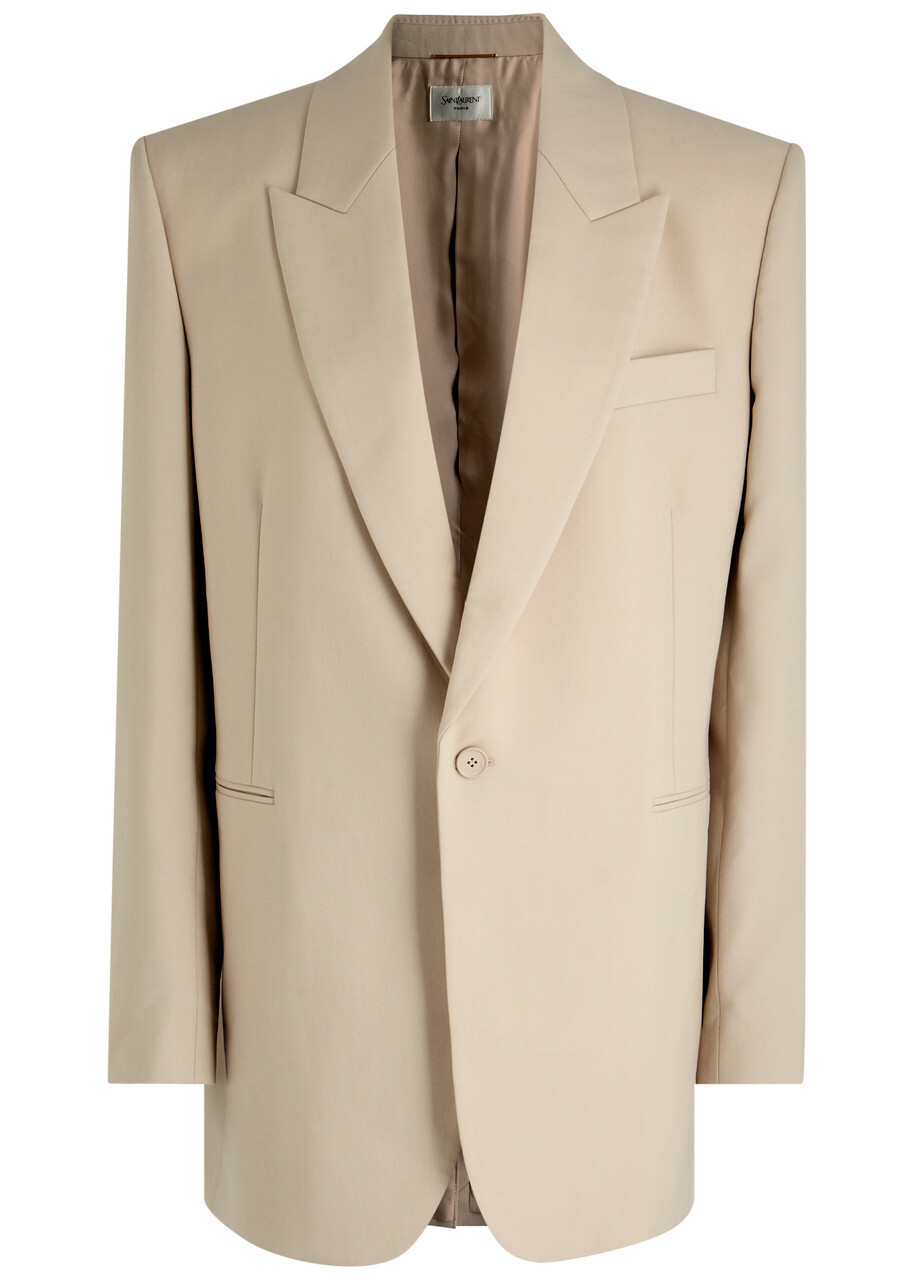 Saint Laurent Beige Wool Gabardine Double-Breasted Blazer