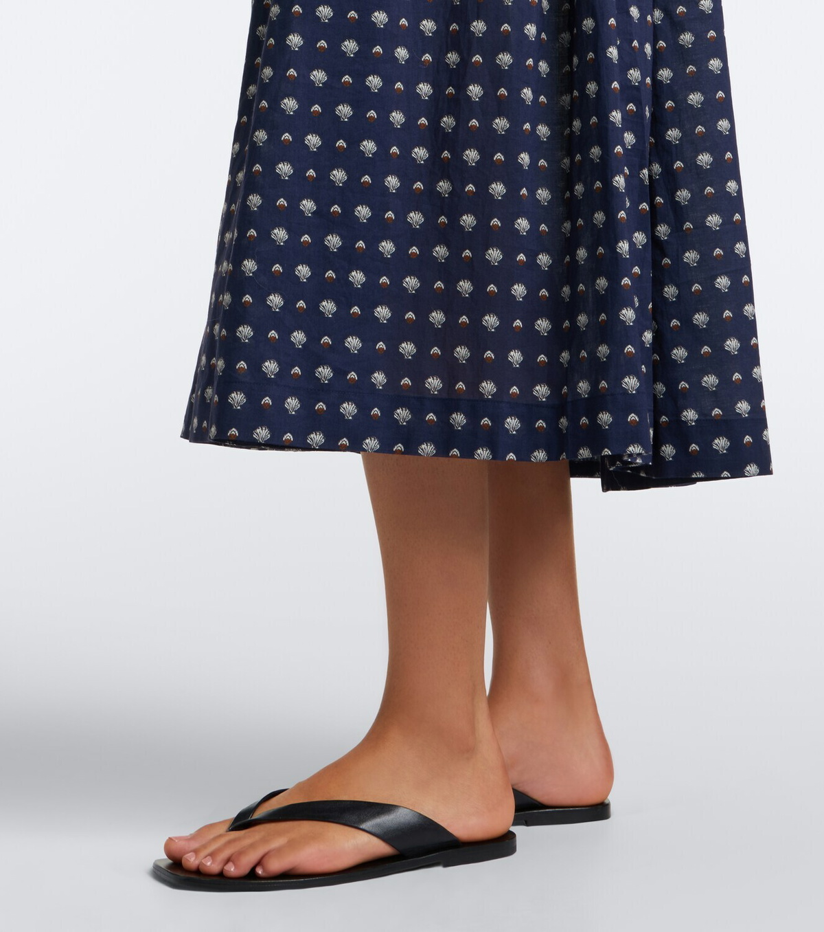 Dôen Quinn printed cotton poplin midi dress