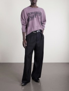 Enfants Riches Déprimés - Flowers of Anger Cropped Printed Distressed Cotton T-Shirt - Purple